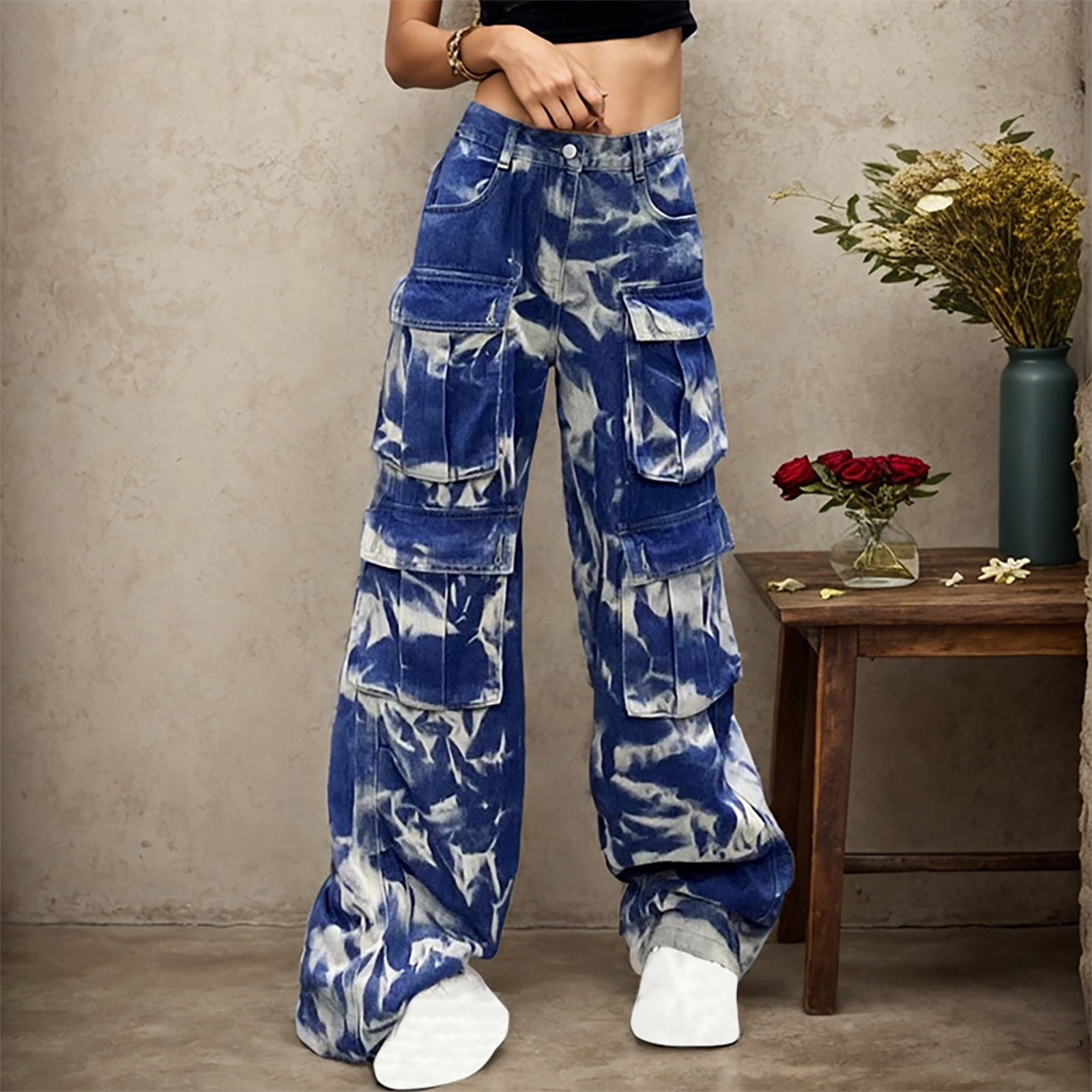 パンツ blue camo detachable super baggy pants Woman Blue Camo Baggy Parachute Pants From 90's - Etsy