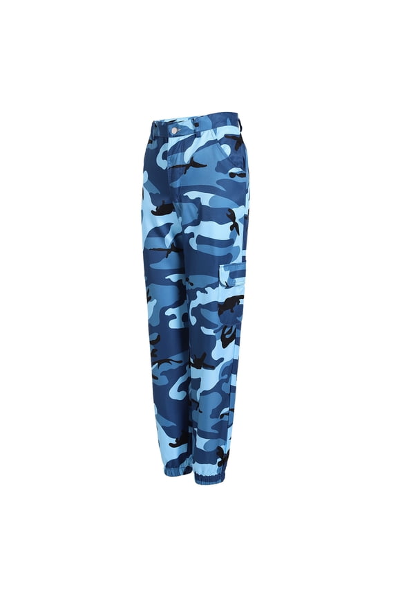 Camouflage Pants for Women Plus Size Casual Combat Army Cargo Pants Multi-Pocket Military Tactical Bound Feet Camo Cargo Trouser