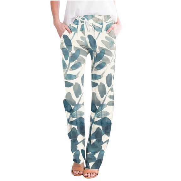 WXLWZYWL Capri Pants for Women Casual 2024 Summer Drawstring Elastic High Waist Pants Loose Gradient Color Lounge Capris Cropped Pants Wide Leg Trousers with Pockets