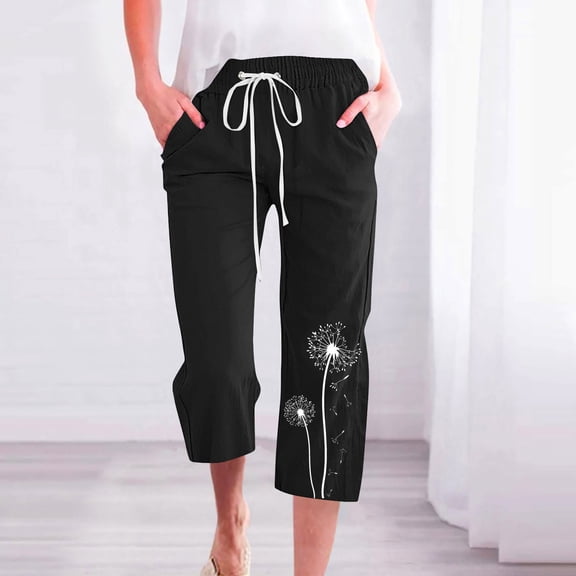 WXLWZYWL Capris for Women Casual Summer 2024 Drawstring Elastic Capri Pants High Waist Pant Soft Straight Wide Pants Trendy Crop Pants Sports Capris Baggy Running Capris