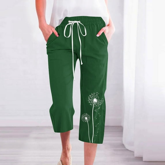 WXLWZYWL Capris for Women Casual Summer 2024 Drawstring Elastic Capri Pants High Waist Pant Soft Straight Wide Pants Trendy Crop Pants Sports Capris Baggy Running Capris