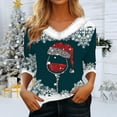 thumbnail image 1 of WXLWZYWL Christmas Blouse Womens Fashion V-Neck Printed Casual Long Sleeve Tops Winter, 1 of 6