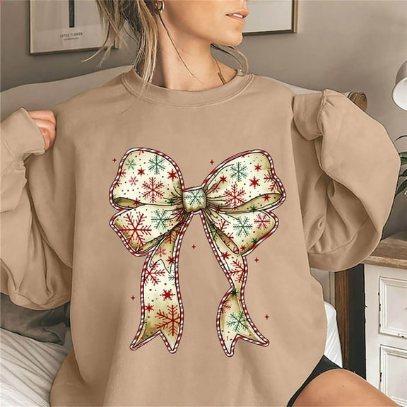 WXLWZYWL Christmas Bow Sweatshirt for Women Santa Gingerbread Hoodie Shirt Christmas Tree Cake Shirt Gift For Her