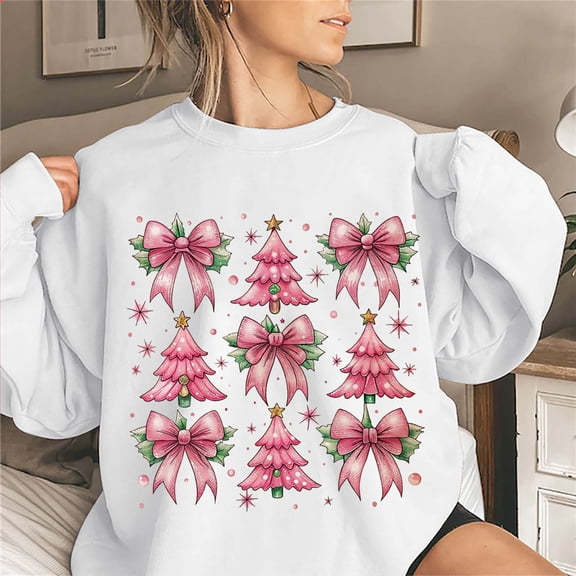 WXLWZYWL Christmas Bow Sweatshirt for Women Santa Gingerbread Hoodie Shirt Christmas Tree Cake Shirt Gift For Her