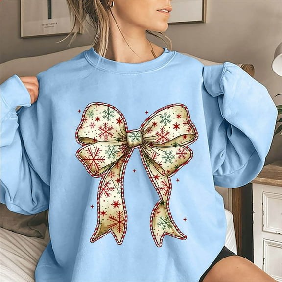 WXLWZYWL Christmas Bow Sweatshirt for Women Santa Gingerbread Hoodie Shirt Christmas Tree Cake Shirt Gift For Her