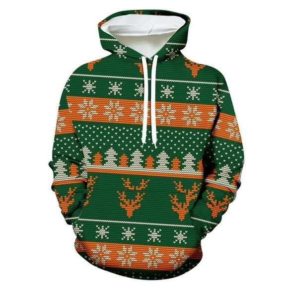 WXLWZYWL Christmas Hoodies Men Ugly Big and Tall Plus Size Snowman Patterned Hooded Sweatshirts Pullover Tops Xmas Outfits