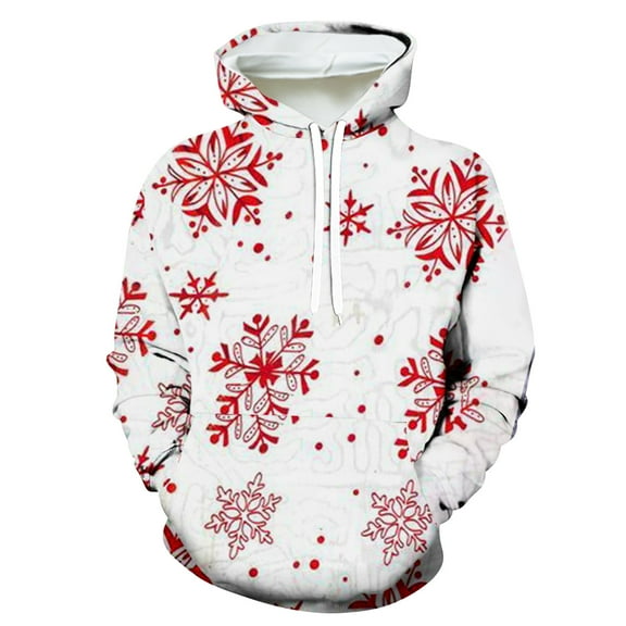 WXLWZYWL Christmas Hoodies Men Ugly Big and Tall Plus Size Snowman Patterned Hooded Sweatshirts Pullover Tops Xmas Outfits