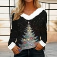thumbnail image 1 of WXLWZYWL Christmas Shirt Blouses for Women Casual Christmas Tree Printed Patchwork V-Neck Long Sleeve Ladies Tops, 1 of 6