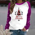 thumbnail image 1 of WXLWZYWL Christmas Shirts for Women 2024 Raglan Sleeve Funny Xmas Tree Print Cute Santa Graphic Sweatshirts Loose Fit Pullover, 1 of 4