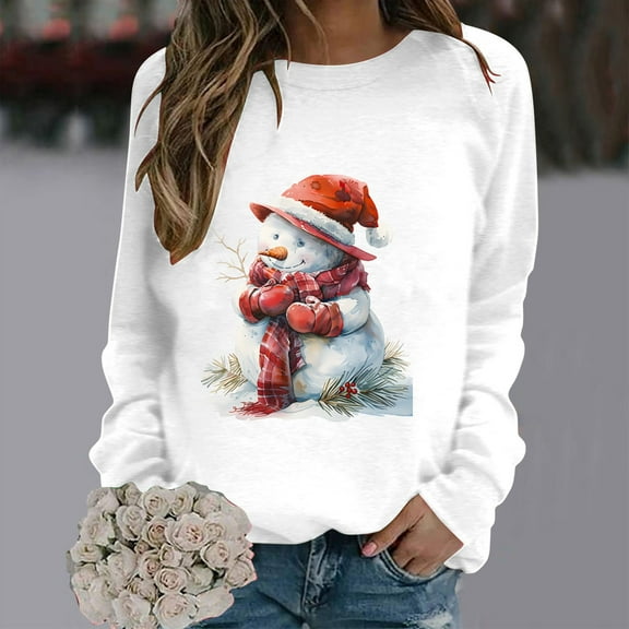 WXLWZYWL Christmas Shirts for Women Cotton Gnomes Funny Merry Christmas Sweatshirts Cute Long Sleeve Xmas Holiday Pullover Top