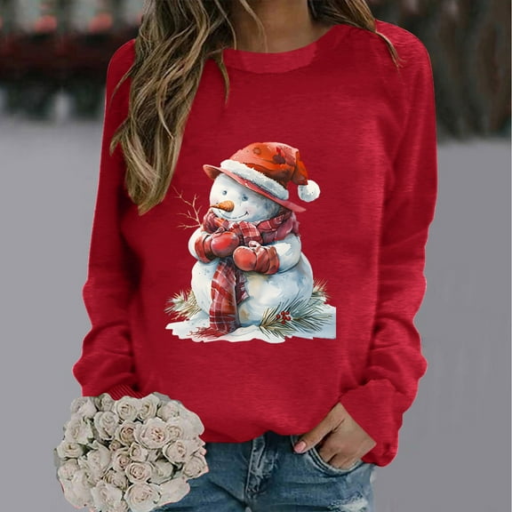 WXLWZYWL Christmas Shirts for Women Cotton Gnomes Funny Merry Christmas Sweatshirts Cute Long Sleeve Xmas Holiday Pullover Top
