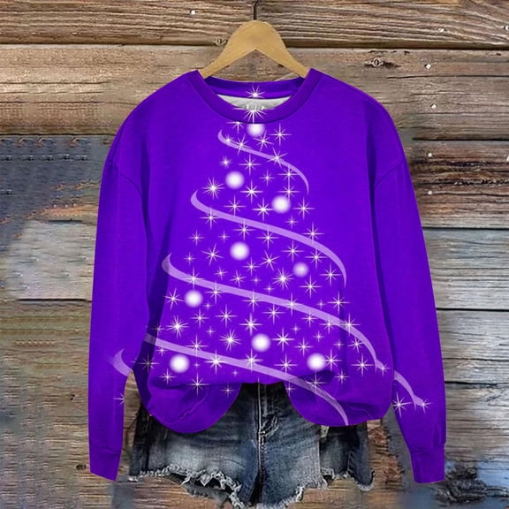 WXLWZYWL Christmas Sweaters for Women Cute Xmas Reindeer Graphic Sweatshirt Knitted Snowflake Tops Loose Long Sleeve Round Neck Pullover