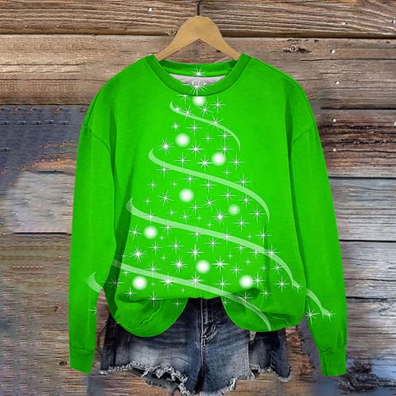 WXLWZYWL Christmas Sweaters for Women Cute Xmas Reindeer Graphic Sweatshirt Knitted Snowflake Tops Loose Long Sleeve Round Neck Pullover