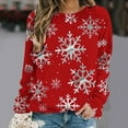 thumbnail image 1 of WXLWZYWL Christmas Sweatshirt Women Christmas Snowman Reindeer Print Pullover Casual Long Sleeve Holiday Shirts Tops, 1 of 4