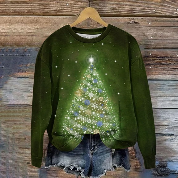 WXLWZYWL Christmas Sweatshirt for Women Plus Size 3D Print Novelty Pullover Tops Casual Dressy Blouse 2024 Xmas Trendy Tops