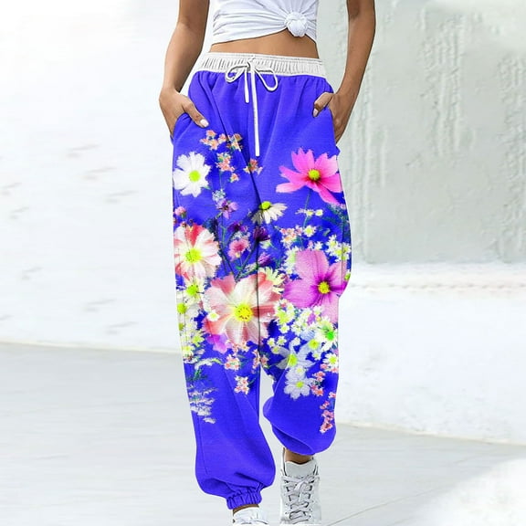 WXLWZYWL Cinch Bottom Sweatpants 2024 Women's Casual High Waisted Pockets Joggers Sport Workout Active Baggy Lounge Trousers