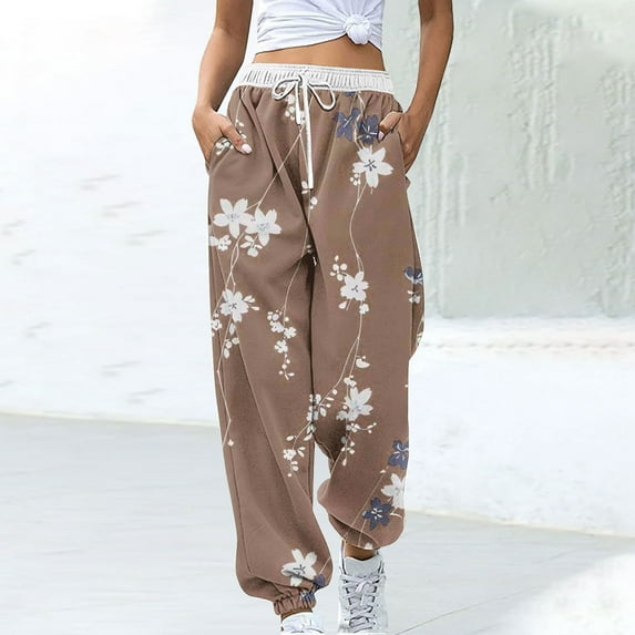 WXLWZYWL Cinch Bottom Sweatpants 2024 Women's Casual High Waisted Pockets Joggers Sport Workout Active Baggy Lounge Trousers