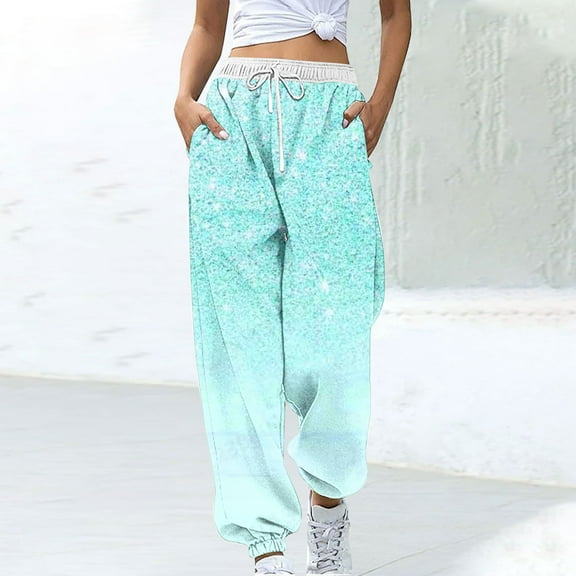 WXLWZYWL Cinch Bottom Sweatpants 2024 Women's Casual High Waisted Pockets Joggers Sport Workout Active Baggy Lounge Trousers