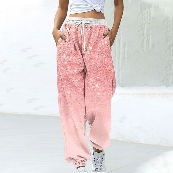 WXLWZYWL Cinch Bottom Sweatpants 2024 Women's Casual High Waisted Pockets Joggers Sport Workout Active Baggy Lounge Trousers