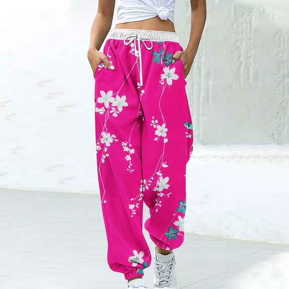 WXLWZYWL Cinch Bottom Sweatpants 2024 Women's Casual High Waisted Pockets Joggers Sport Workout Active Baggy Lounge Trousers