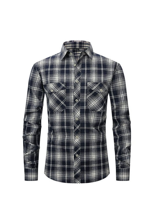 Items Free Shipping Men Shirts Christmas Flannel Shirt for Men Plaid Shirt Casual Long Sleeve Button Down Shirt Regular Fit