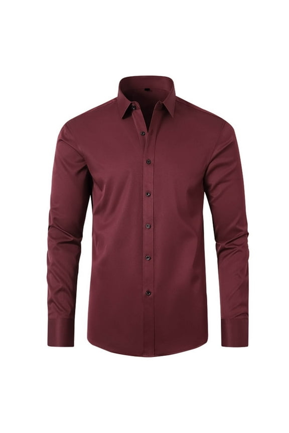 Items Free Shipping Mens Long Sleeves Button Down Classic Slim Fit Dress Shirt Regular Fit Solid Color Shirts