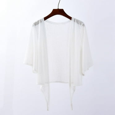 WXLWZYWL Clearance Items Free Shipping Women's Shrugs 3/4 Sleeve Open Front Cardigan Lightweight Tie Front Solid Color Cropped Bolero Shrug
