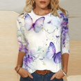 thumbnail image 1 of WXLWZYWL Casual Tops for Women 3/4 Sleeve Round Neck Trendy Print Blouses Tees Plus Size Slim Fit Pullover Top, 1 of 5