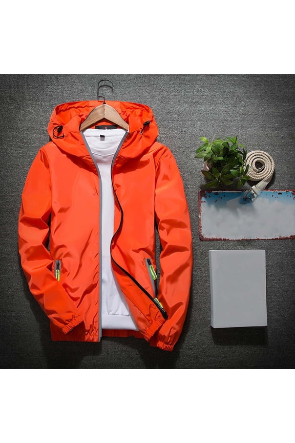 Items under 5 Dollars Free Shipping Mens Windbreaker Jackets Hooded Water-resistant Wind Breakers Casual Sportswear