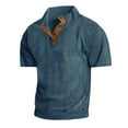thumbnail image 1 of WXLWZYWL Clearance Mens Plus Size Henley Shirts Short Sleeve V neck Button Up Western Shirts Aztec Polo T-Shirt Vintage Stand Collar Pullover Tops Blue XXXXXL, 1 of 6