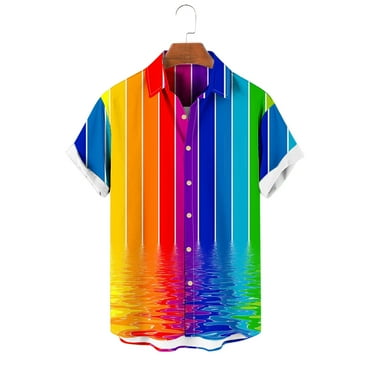 WXLWZYWL Clearance Mens Plus Size Shirts Short Sleeve Guayabera Shirts Linen Cotton Button Down Mexican Embroidered Cuban Wedding Shirt Summer Beach Tops Multicolor M