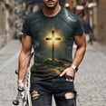 thumbnail image 1 of WXLWZYWL Plus Size Men's T Shirts Short Sleeve Round Neck Jesus Cross 3D Printing T Shirts Funny Graphic Tees Tops Christian Religious Bible Loose Casual T Shirts, 1 of 5