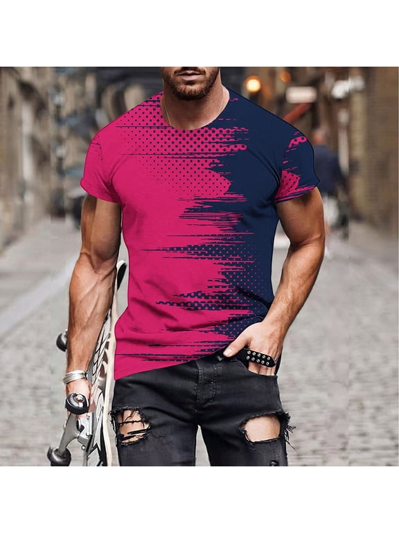 Plus Size T Shirts for Men Short Sleeve Round Neck Big and Tall Casual Athletic Shirts Funny 3D Flame Printing Graphic Loose Tee Shirt