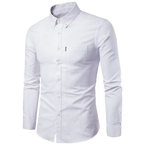 WXLWZYWL Spring Oxford Cotton Shirt Men Casual Slim Fit Stand Collar Shirt Mens Dress Shirts Long Sleeve Button Down Solid Shirt with Pocket