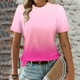thumbnail image 1 of WXLWZYWL Tops for Womens Plus Size Crewneck Short Sleeve Color Block Gradiented Shirts Casual Comfy Summer Ombre T-Shirts Trendy Blouses Outfits, 1 of 5