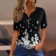 thumbnail image 1 of WXLWZYWL Clearance Womens Summer Tunic Tops Plus Size Henley Neck Short Sleeve Buttons Shirts Dressy Blouses 2024 Geometric Printing Casual Loose Pullover Clothes, 1 of 5