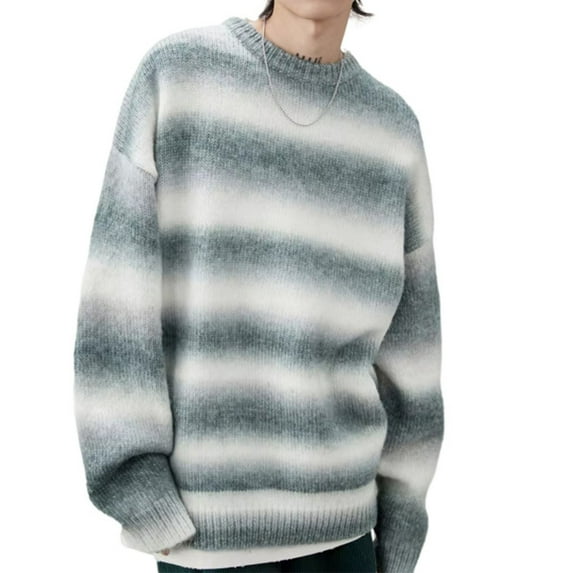 WXLWZYWL Color Block Sweaters for Men Waffle Knit Crewneck Casual Striped Sweater Pullover Fall Jumper Tops Long Sleeve Loose Comfort Sweater