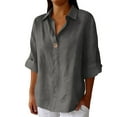 thumbnail image 1 of WXLWZYWL Cotton Linen Summer Tops for Women 3/4 Length Sleeve Womens Tops V Neck Loose Fitting Tees Tops, 1 of 6