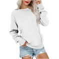 thumbnail image 1 of WXLWZYWL Crewneck Sweatshirts for Women Long Sleeve Shirts Solid Color Pullovers Loose Fitted Spring Tops, 1 of 6
