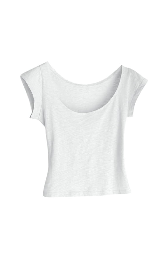 Crop Tops for Women Short Sleeve Shirts Scoop Neck Base Layer Tops Slim Fitted Cropped Undershirts Loungewear