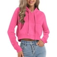 thumbnail image 1 of WXLWZYWL Cropped Hoodies for Women Long Sleeve Shirts Drawstring Hooded Sweatshirts Workout Crop Tops, 1 of 6