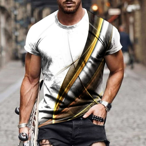 WXLWZYWL Designer Graphic T Shirts for Men Plus Size Short Sleeve Roubd Neck 2024 Digital Printing Pullover Top Summer Sport Fitness Tee Shirt Blouse