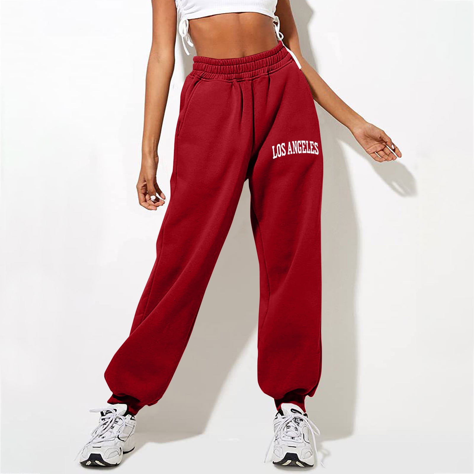 WXLWZYWL Fall Savings Clearance Deals Sweatpants for Women Wide Leg Casual Elastic Waist Pants Lounge Graphic Print Long Pants Athletic Trousers with Pockets Walmart