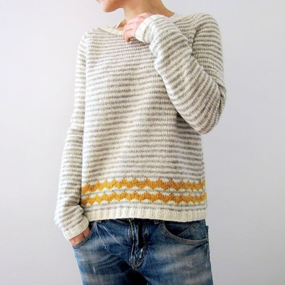 WXLWZYWL Fall Sweaters for Women 2024 Women's Knitted Fair Isle Print Retro Sweater Casual Loose Crewneck Long Sleeve Lightweight Cropped Pullover Tops