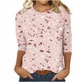 thumbnail image 1 of WXLWZYWL Fall Tops for Women 3/4 Sleeve Crewneck Cute Shirts Casual Trendy Daisy Print Blouses Casual T Shirt 2024, 1 of 3