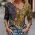 thumbnail image 1 of WXLWZYWL Fall Tops for Women Long Sleeve Collared V Neck Womens Button Down Color Block Blouse Casual Loose Fall Clothes, 1 of 5