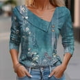 thumbnail image 1 of WXLWZYWL Fall Tops for Women Long Sleeve Collared V Neck Womens Button Down Color Block Blouse Casual Loose Fall Clothes, 1 of 5