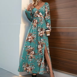BESTSPR Women s Autumn and Winter Mid length Long Sleeve Round Neck Loose Plush Dress Walmart