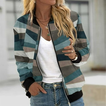 WXLWZYWL Fall Winter Savings Clearance Deals Jacket For Women Trendy Bomber Jackets Lightweight Zip Up Coat With Pocket 2024 Cropped Retro Moto Biker Outwear