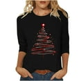 thumbnail image 1 of WXLWZYWL Fashion Womens Christmas Printed T-Shirt 3/4 Sleeves Blouse Round Neck Casual Loose Tops, 1 of 6